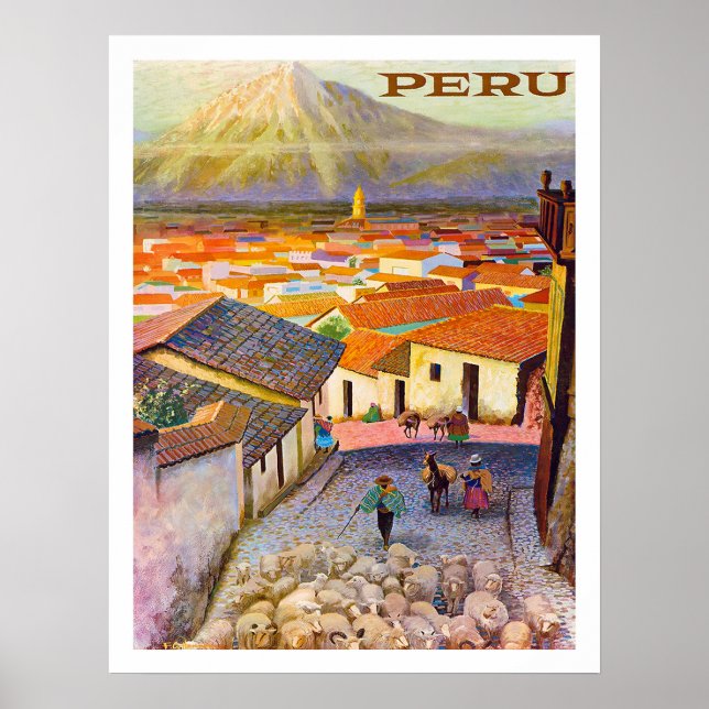 Peru, tak under berget, vintagen poster (Framsidan)