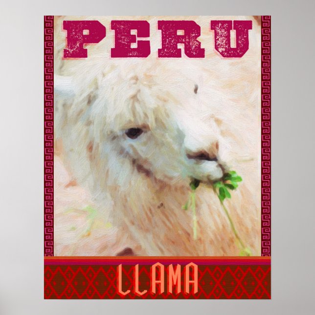 Peru Travel Poster - Perus Llamas (Framsidan)