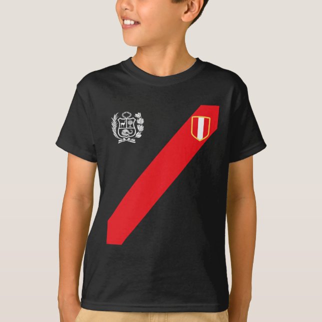 Peru Tröja Peruanska Flaggan Escudo Retro Fotboll  (Framsida)