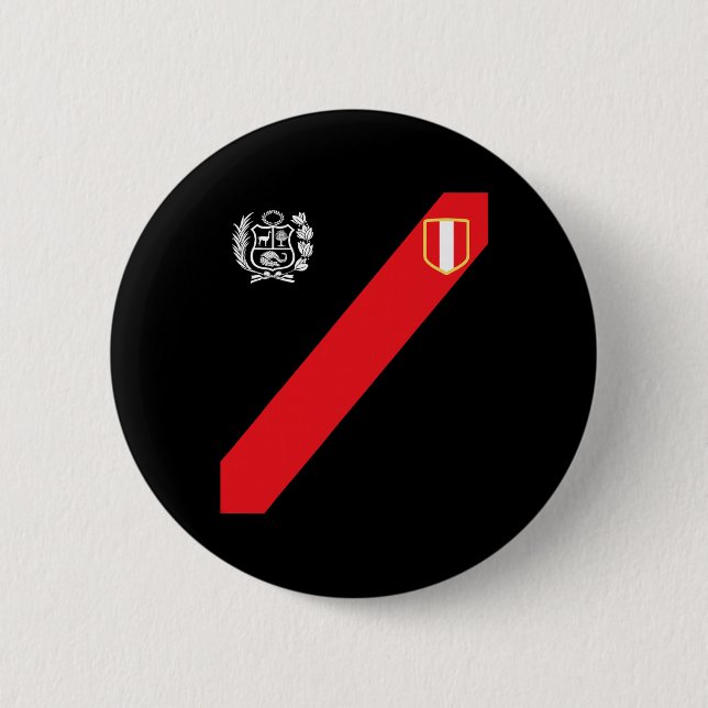 Peru Tröja Peruvian Flag Escudo Retro Fotboll Insp Knapp (Framsida)