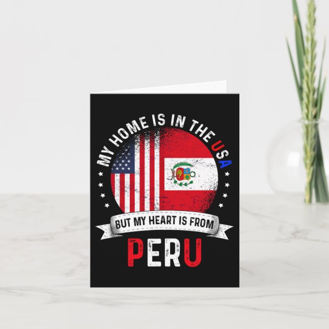 Peruansk-amerikansk patriothjärta är från Peru fla Kort (Framsida)