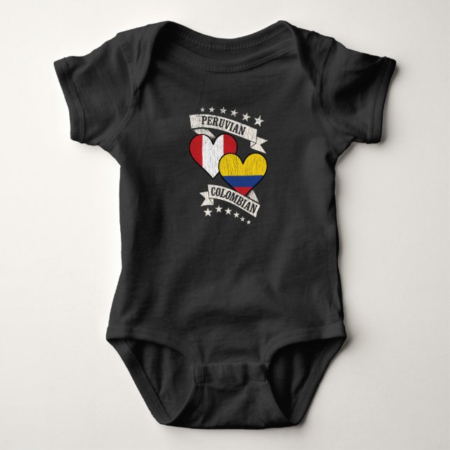 Peruansk colombiansk Heart Flaggor Peru Colombia T Shirt (Framsida)