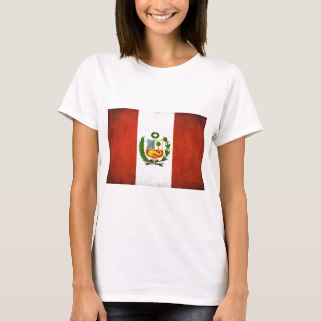 Peruansk flagga med emblemen tee (Framsida)