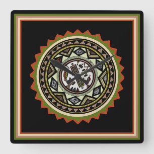 Peruansk Inca-pumpadekorativ Tribal väggklocka