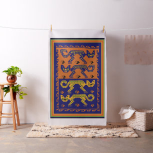 Peruansk Inkadekoration Katt Tygdesign Tyg
