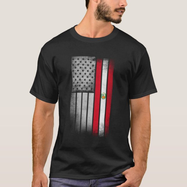 Peruanska amerikanska Flagga Peruvian Flagga T Shirt (Framsida)