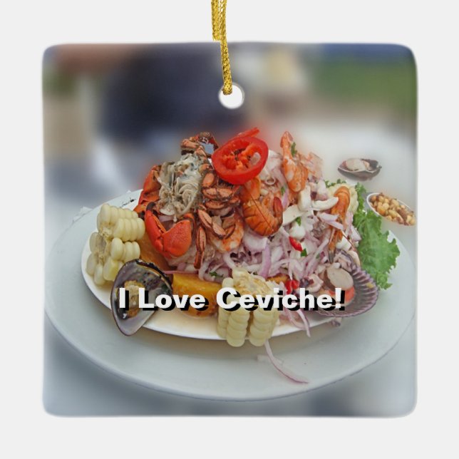 Peruanska Ceviche! Julgransprydnad Keramik (Framsida)