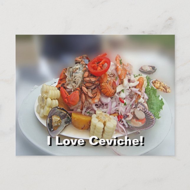 Peruanska Ceviche! Vykort (Framsida)