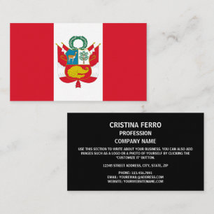 Peruanska Flagga och Jacka av Arm, Flagga av Peru Visitkort