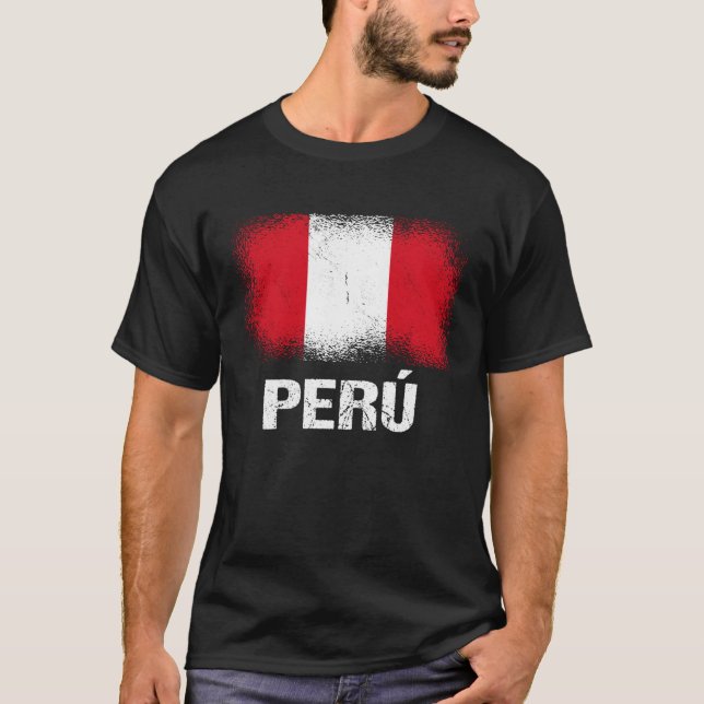 Peruanska Flagga Peru 1 T Shirt (Framsida)