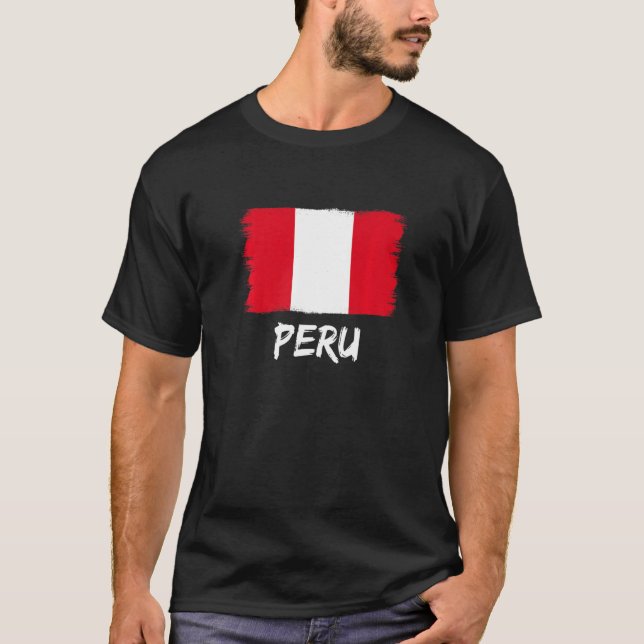 Peruanska Flagga Peru T Shirt (Framsida)