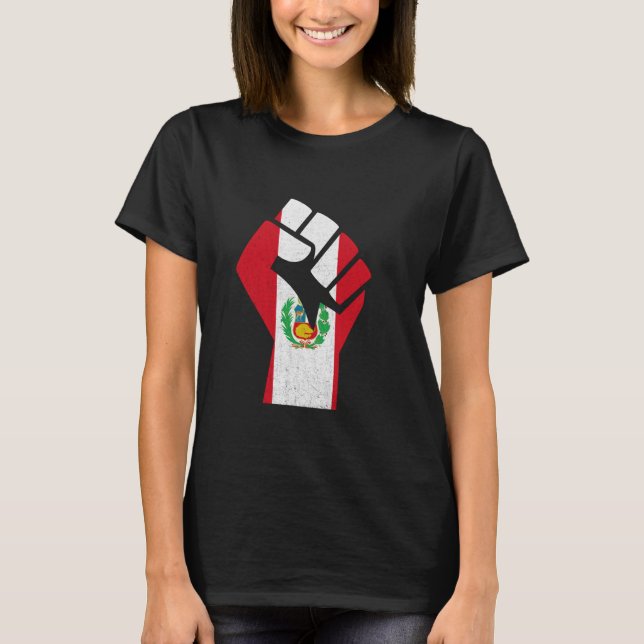 Peruanska Flagga Peruanska Pridet Peru Handfist Pe T Shirt (Framsida)