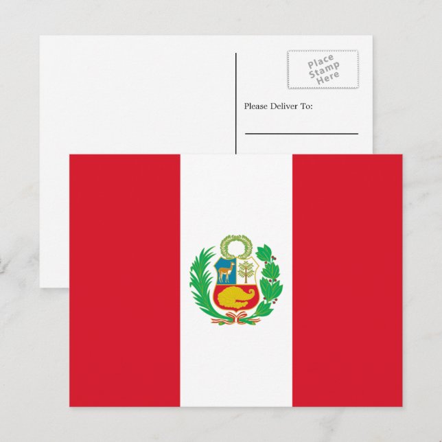 Peruanska Flagga, Perus Flagga Vykort (Fram/baksida)