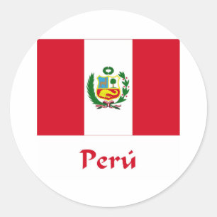 Peruanska Flagga Runt Klistermärke