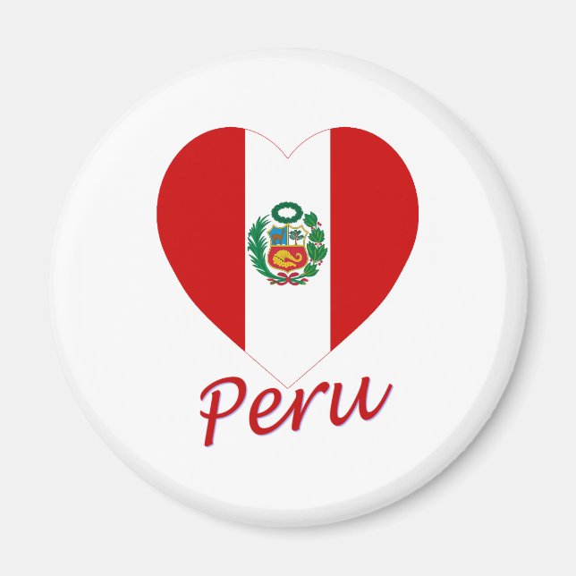 Peruanska flaggan hjärta magnet (Framsidan)