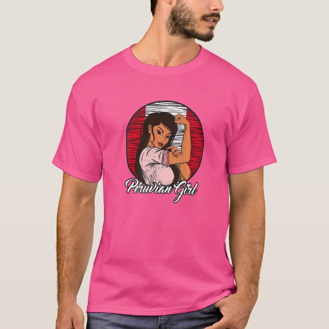 Peruanska flaggan Peru Peruansk flicka   T Shirt (Framsida)