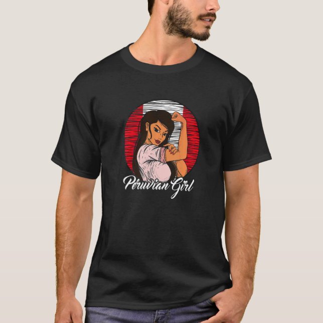 Peruanska flaggan Peru peruansk flicka   T Shirt (Framsida)