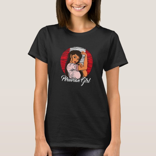 Peruanska flaggan Peru peruansk flicka   T Shirt (Framsida)