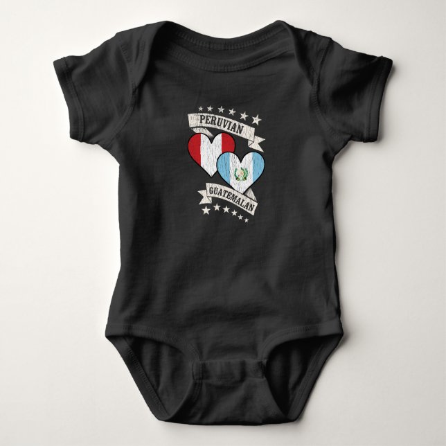 Peruanska gualanska Heart Flaggor Peru Guatemala T Shirt (Framsida)