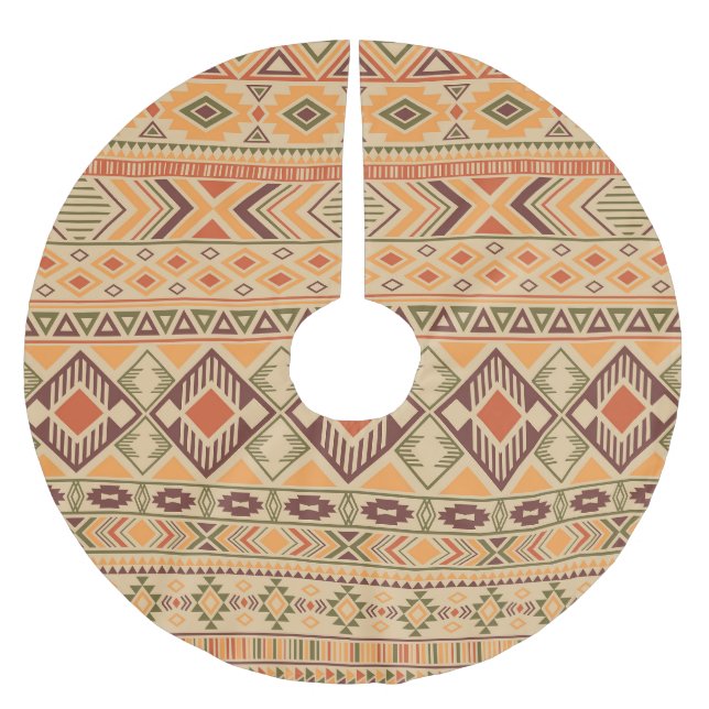 Peruanska indier: Geometrisk stamgästlös Julgransmatta Borstad Polyester (Framsidan)