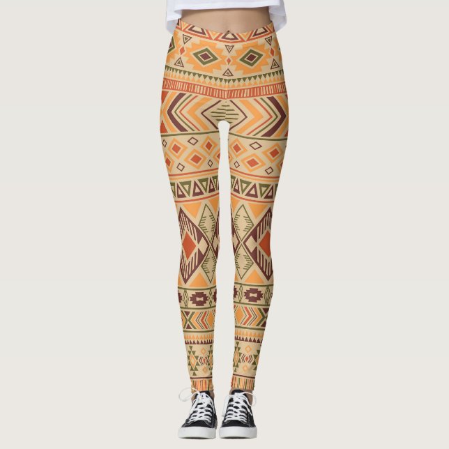 Peruanska indier: Geometrisk stamgästlös Leggings (Framsida)