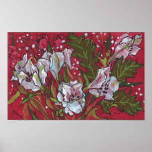 Peruanska Lilies Vår blommor Blommigt Art Sketch Poster