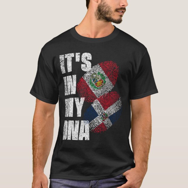 Peruanska och Dominikanska Mix DNA-Flagga T Shirt (Framsida)