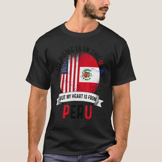 Peruanska patriot Heart kommer från Peru Flagga T Shirt (Framsida)