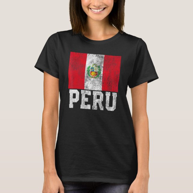 Peruanska Perus Flagga Pride Roots Land Family Nat T Shirt (Framsida)
