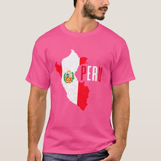 Peruanska - Perus Land Karta Flagga T Shirt (Framsida)