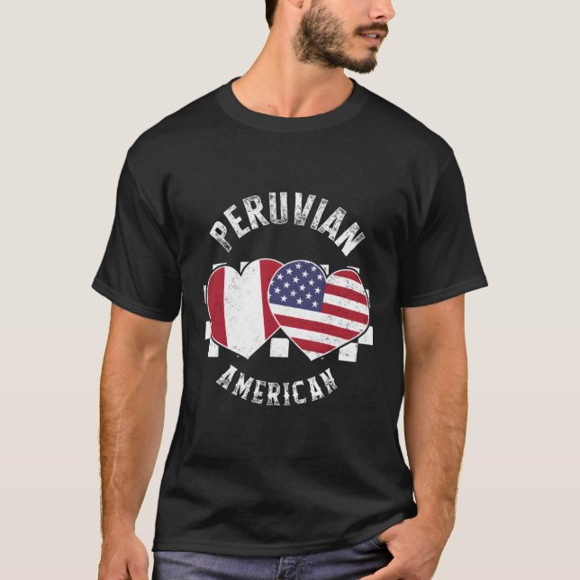 Peruanskt amerikanskt Peru USA flagga H T Shirt (Framsida)