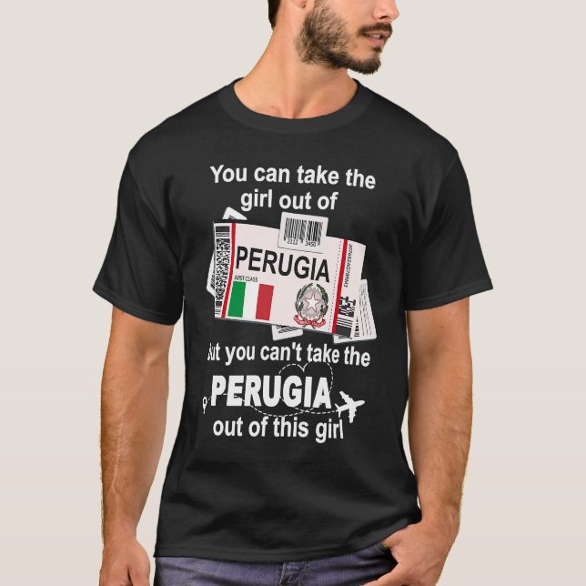 Perugia Boarding Pass Perugia Girl Perugia T Shirt (Framsida)