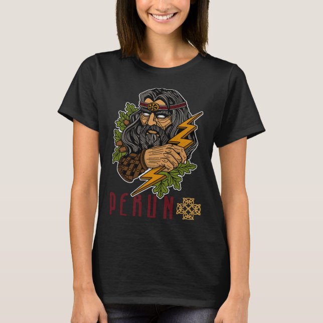 Perun Slavic myths pagan lord stormy arm T Shirt (Framsida)