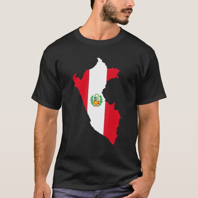 Perus flagga i Perus kontur Peru T Shirt (Framsida)