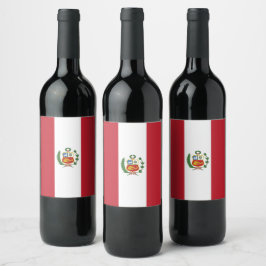 Perus flagga vinflaska etikett