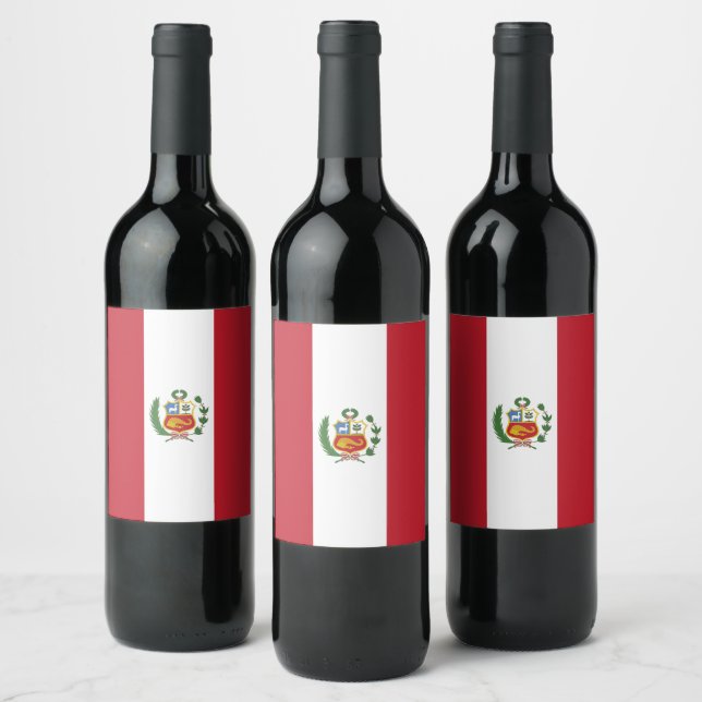 Perus flagga vinflaska etikett (Flaskor)