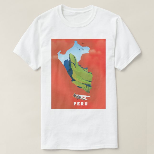 Perus karta illustrerade reseaffisch t shirt (Design framsida)
