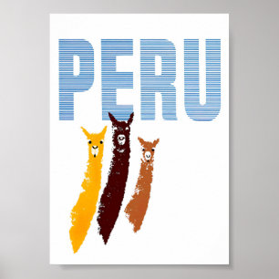 Perus Llamas Retro Vintage resor Poster