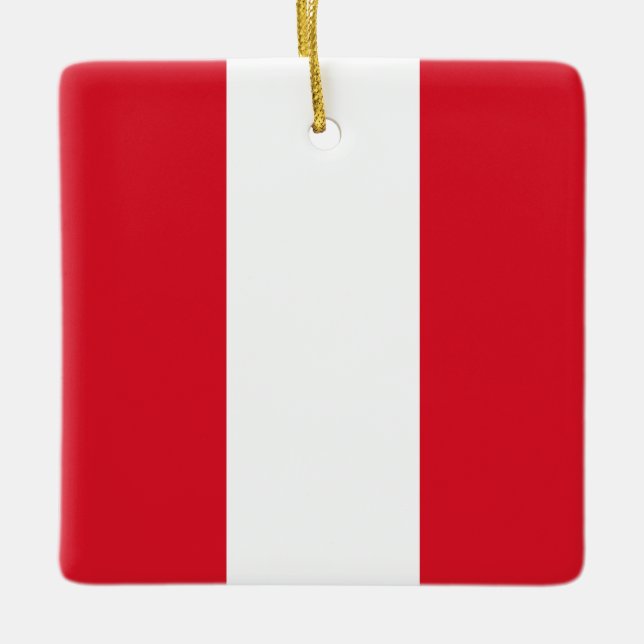 Perus (peruanska) Flagga Julgransprydnad Keramik (Framsida)