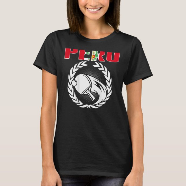 Perus Ping Pong Peruvian Bord Tennis Team Support T Shirt (Framsida)