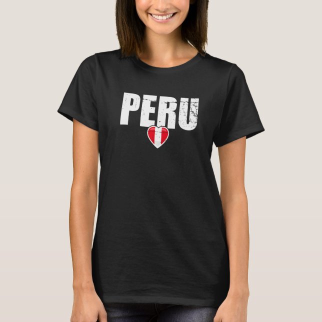 Perus Vintage Peruanska Flagga T Shirt (Framsida)