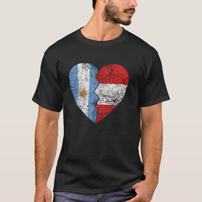 Perusiska argentinska Flagga Heart Argentina Peru  T Shirt (Framsida)