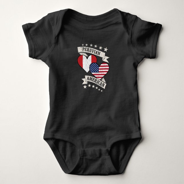 Peruvian American Heart Flaggor Peru Amerika T Shirt (Framsida)