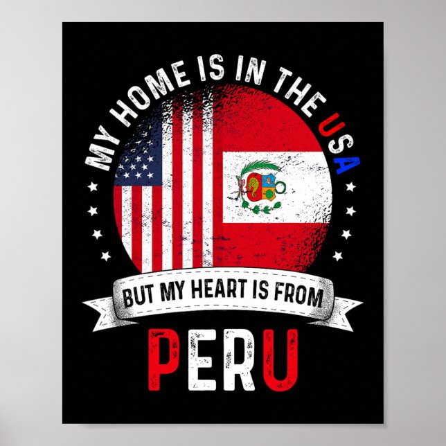 Peruvian American Patriot Heart Is From Peru Flag  Poster (Framsidan)