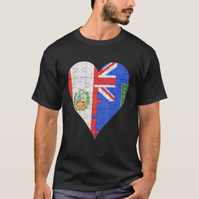 Peruvian British Virgin Islanders Flagga Heart T Shirt (Framsida)