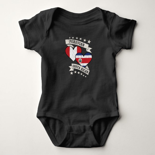 Peruvian Costa Rican Heart Flaggor Peru Costa Rica T Shirt (Framsida)