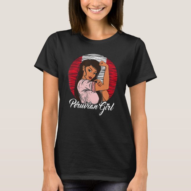 Peruvian Flagga Peru Peruvian Girl T Shirt (Framsida)