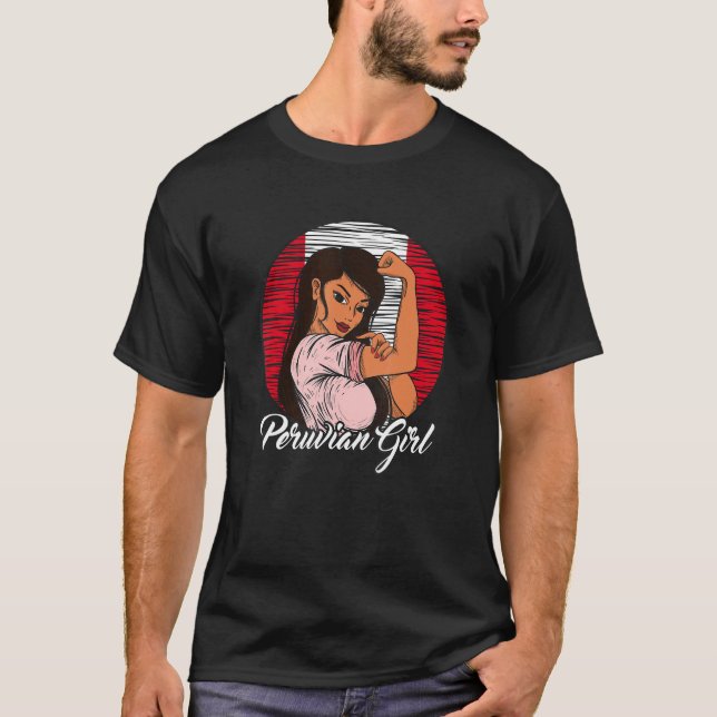 Peruvian Flagga Peru Peruvian Girl T Shirt (Framsida)