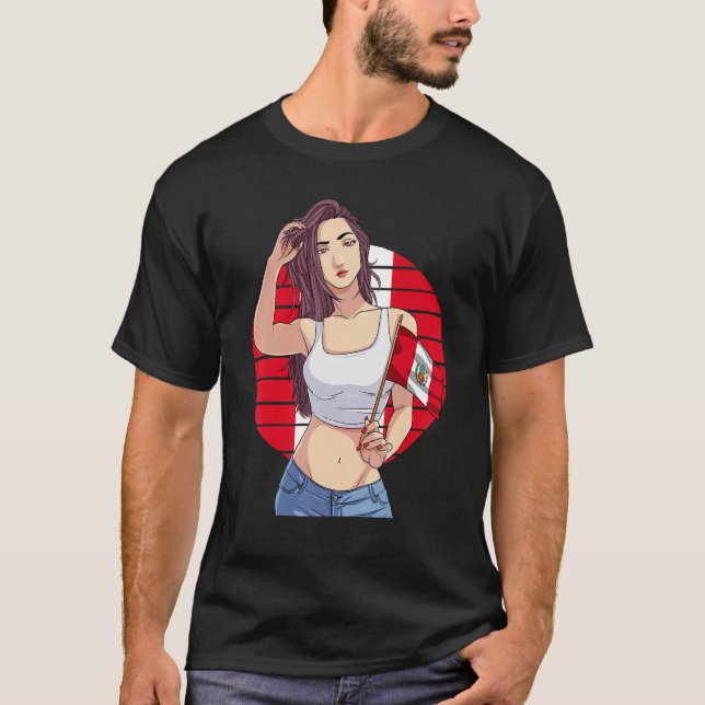 Peruvian Girl Peru Flagga Peruanos Latino Pride T Shirt (Framsida)