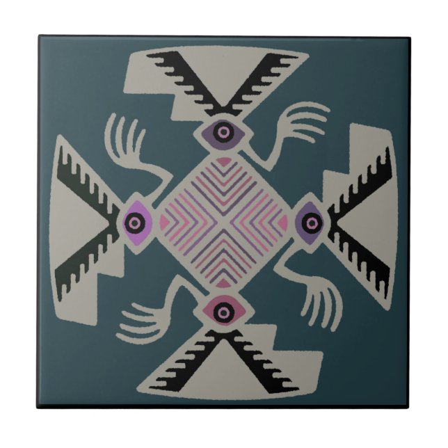 Peruvian Inca Pajaro Tile Kakelplatta (Framsidan)